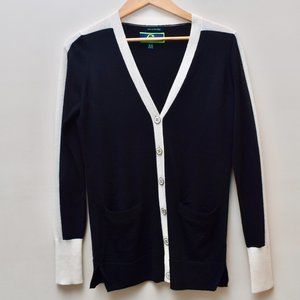 C. Wonder| Black & cream wool v neck cardigan
